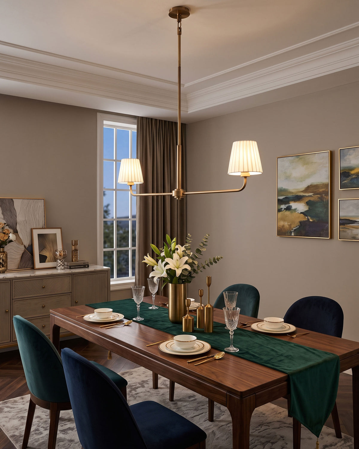 Octavia Linear Pleated Chandelier full silhouette