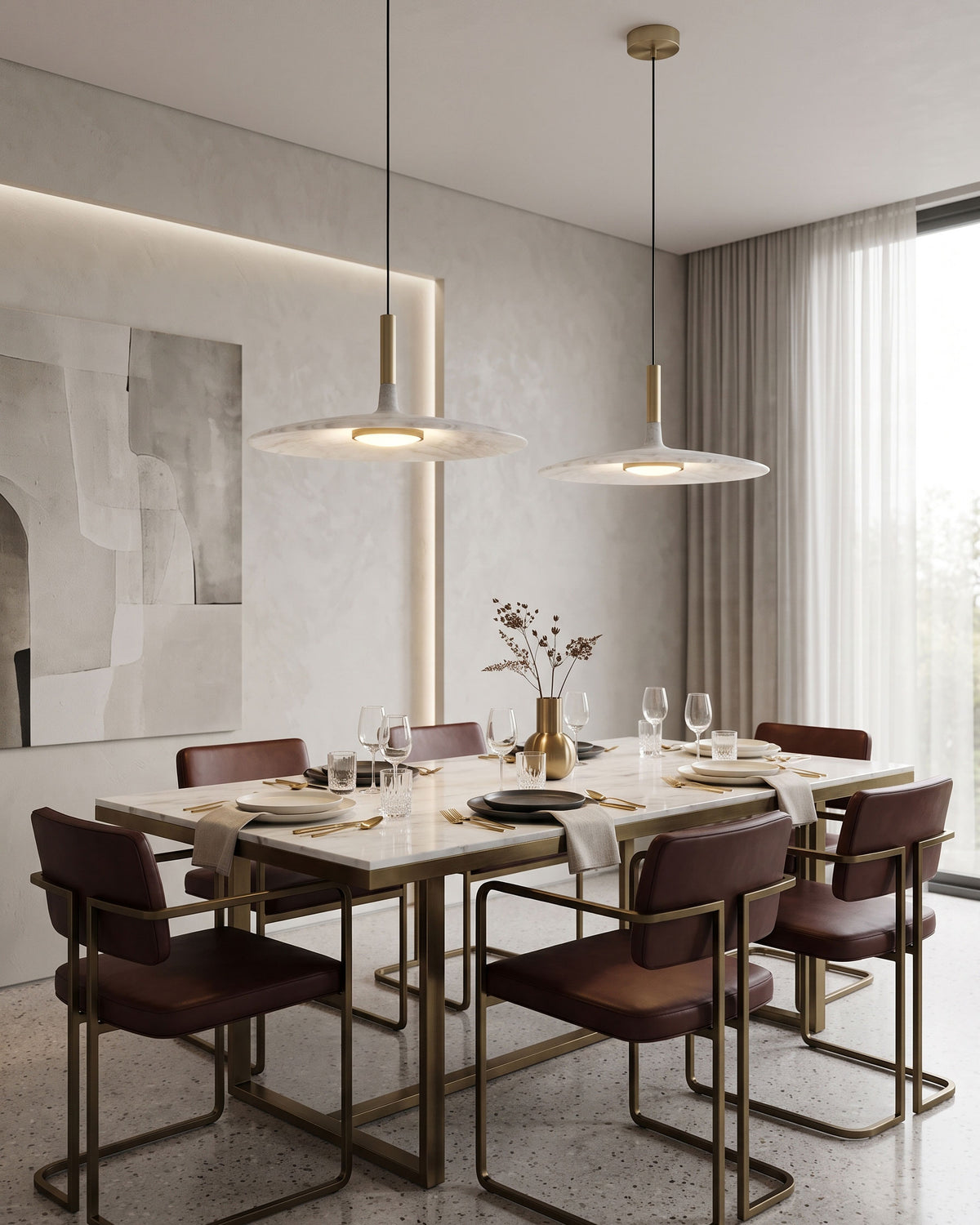 Thea Minimalist Pendant Light styled in multiples